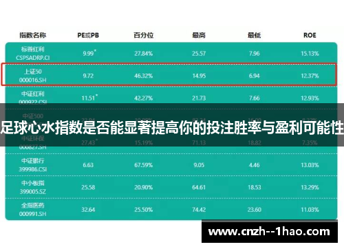 足球心水指数是否能显著提高你的投注胜率与盈利可能性 足球心水指数是否能显著提高你的投注胜率与盈利可能性