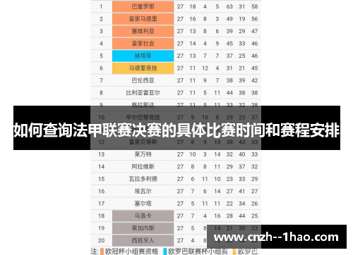 如何查询法甲联赛决赛的具体比赛时间和赛程安排 如何查询法甲联赛决赛的具体比赛时间和赛程安排